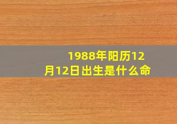 1988年阳历12月12日出生是什么命