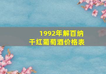 1992年解百纳干红葡萄酒价格表