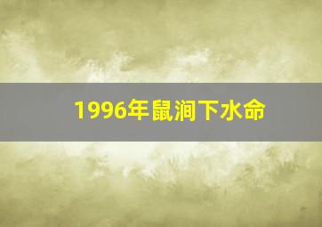 1996年鼠涧下水命