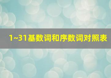 1~31基数词和序数词对照表