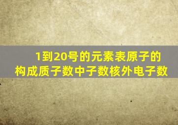 1到20号的元素表原子的构成质子数中子数核外电子数