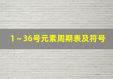 1～36号元素周期表及符号