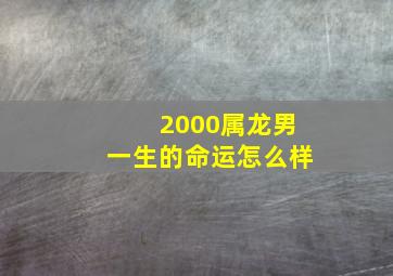 2000属龙男一生的命运怎么样