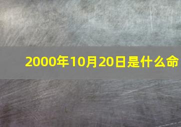 2000年10月20日是什么命