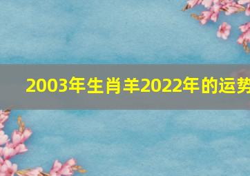 2003年生肖羊2022年的运势