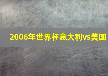 2006年世界杯意大利vs美国