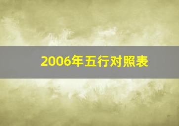 2006年五行对照表