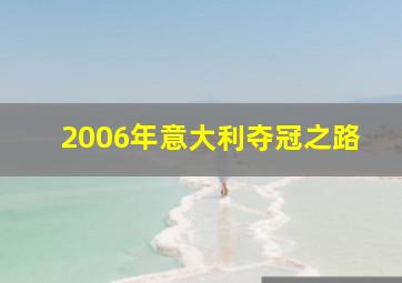 2006年意大利夺冠之路