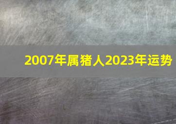 2007年属猪人2023年运势