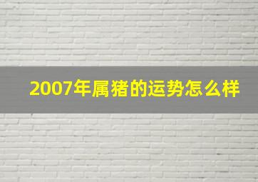 2007年属猪的运势怎么样