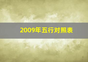 2009年五行对照表