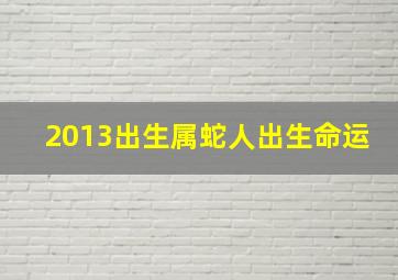 2013出生属蛇人出生命运