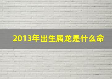 2013年出生属龙是什么命