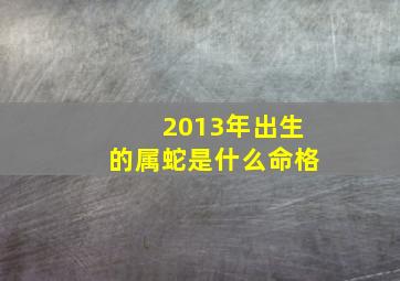 2013年出生的属蛇是什么命格