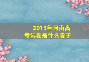 2013年河南高考试卷是什么卷子