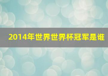 2014年世界世界杯冠军是谁