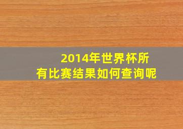 2014年世界杯所有比赛结果如何查询呢