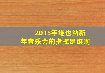 2015年维也纳新年音乐会的指挥是谁啊