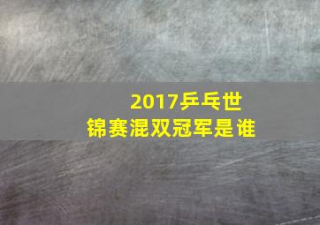 2017乒乓世锦赛混双冠军是谁