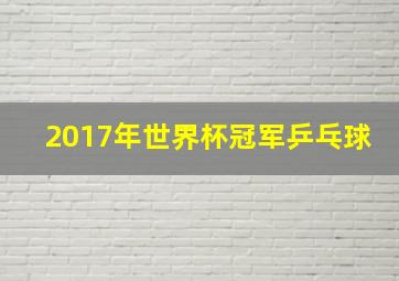 2017年世界杯冠军乒乓球