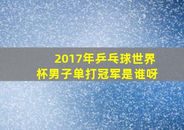 2017年乒乓球世界杯男子单打冠军是谁呀