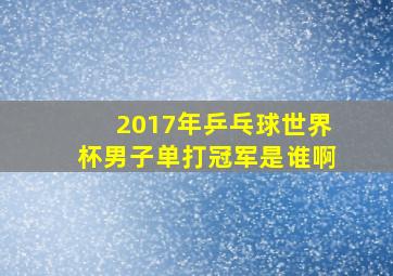 2017年乒乓球世界杯男子单打冠军是谁啊