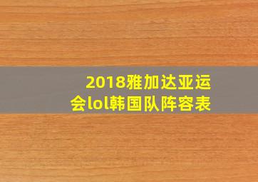 2018雅加达亚运会lol韩国队阵容表