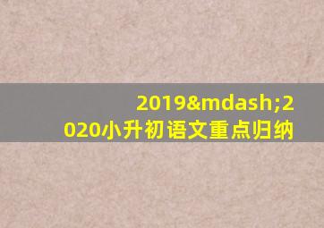 2019—2020小升初语文重点归纳