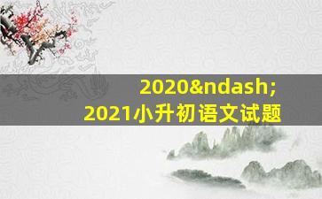 2020–2021小升初语文试题