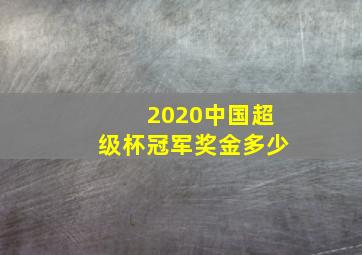 2020中国超级杯冠军奖金多少