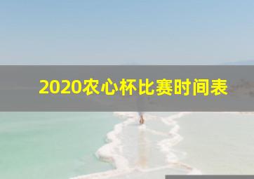 2020农心杯比赛时间表