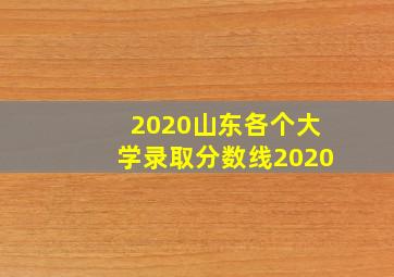 2020山东各个大学录取分数线2020