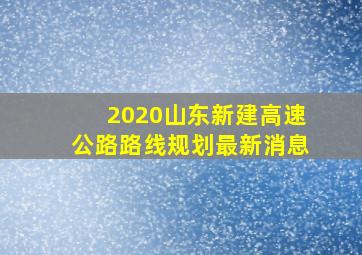 2020山东新建高速公路路线规划最新消息