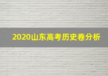 2020山东高考历史卷分析