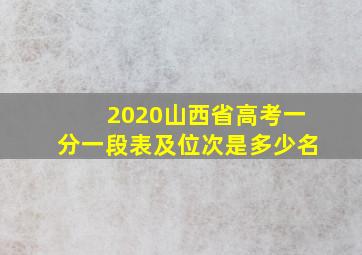 2020山西省高考一分一段表及位次是多少名