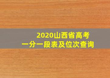 2020山西省高考一分一段表及位次查询