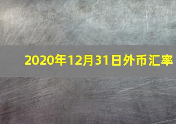 2020年12月31日外币汇率