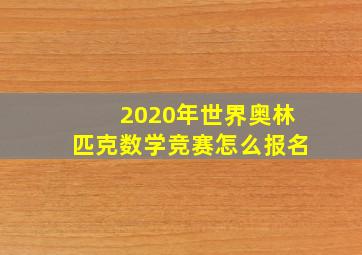 2020年世界奥林匹克数学竞赛怎么报名