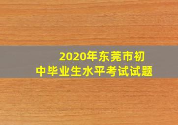 2020年东莞市初中毕业生水平考试试题