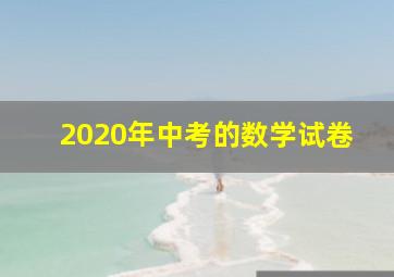 2020年中考的数学试卷