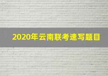 2020年云南联考速写题目