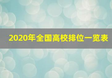 2020年全国高校排位一览表