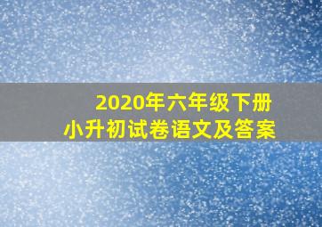 2020年六年级下册小升初试卷语文及答案