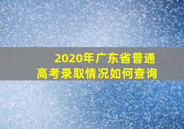 2020年广东省普通高考录取情况如何查询