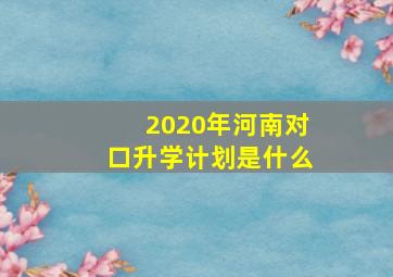 2020年河南对口升学计划是什么