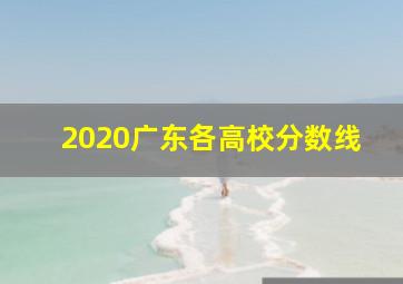 2020广东各高校分数线