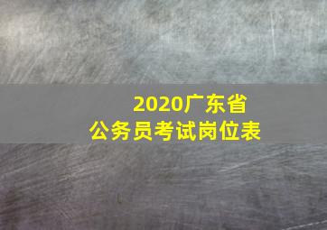 2020广东省公务员考试岗位表