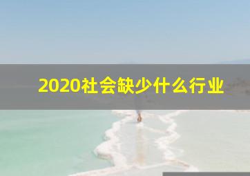 2020社会缺少什么行业