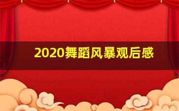 2020舞蹈风暴观后感