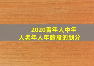 2020青年人中年人老年人年龄段的划分